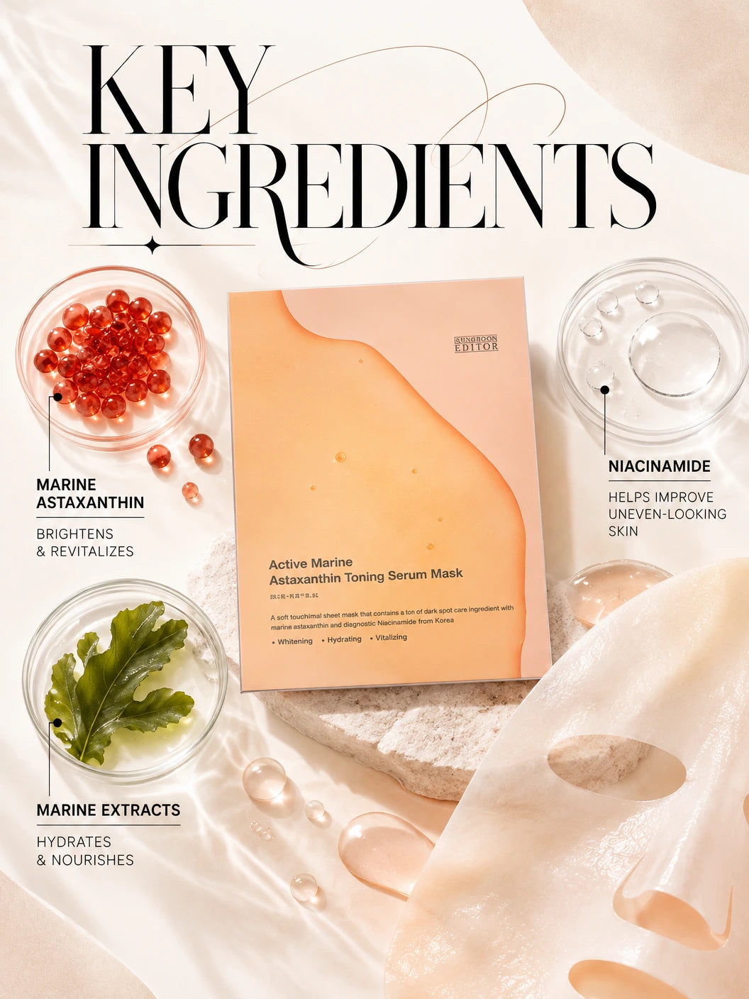 Active Marine Astaxanthin Mask 23g | Sungboon Editor | Sungboon Editor Luxury Marine Astaxanthin Serum Mask