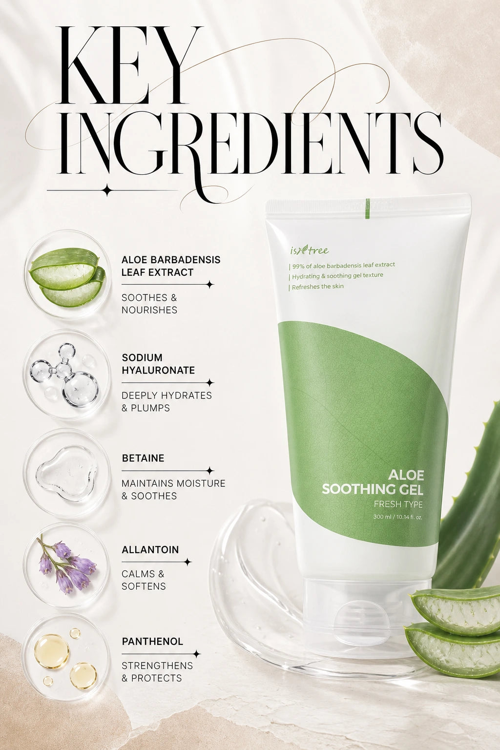 Aloe Soothing Gel Fresh Type 300ml | ISNTREE | ISNTREE Aloe Soothing Gel - Artisanal Hydration for Luxury Skin