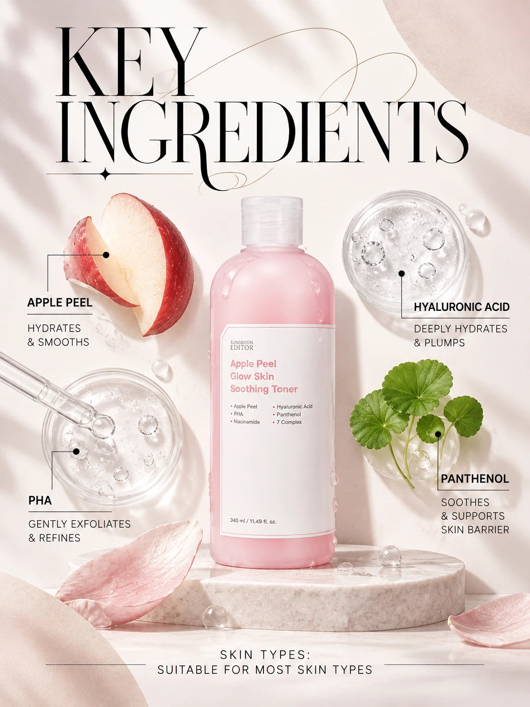 Apple Peel Glow Skin Soothing Toner 350ml | Sungboon Editor | Sungboon Editor Apple Peel Toner 340ml | Smooth & Glow