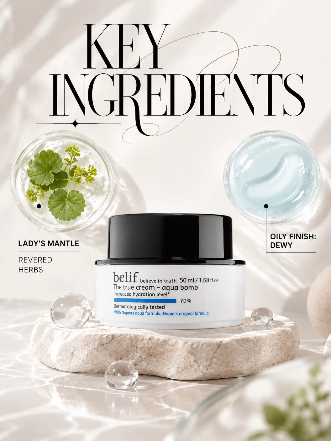 Aqua Bomb Gel-Cream for Glass Skin Radiance | belif | belif True Cream Aqua Bomb - Artisanal Hydration Cream
