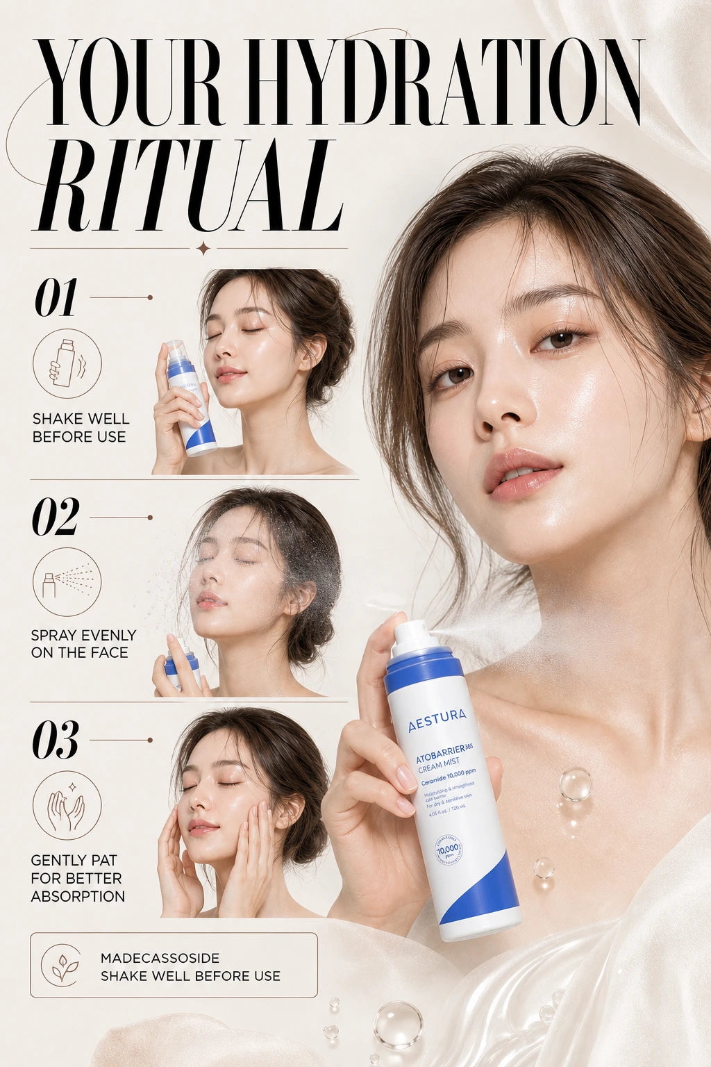 Atobarrier 365 Cream Mist 120ml | AESTURA | AESTURA Atobarrier 365 Cream Mist - Handcrafted Luxury Hydration
