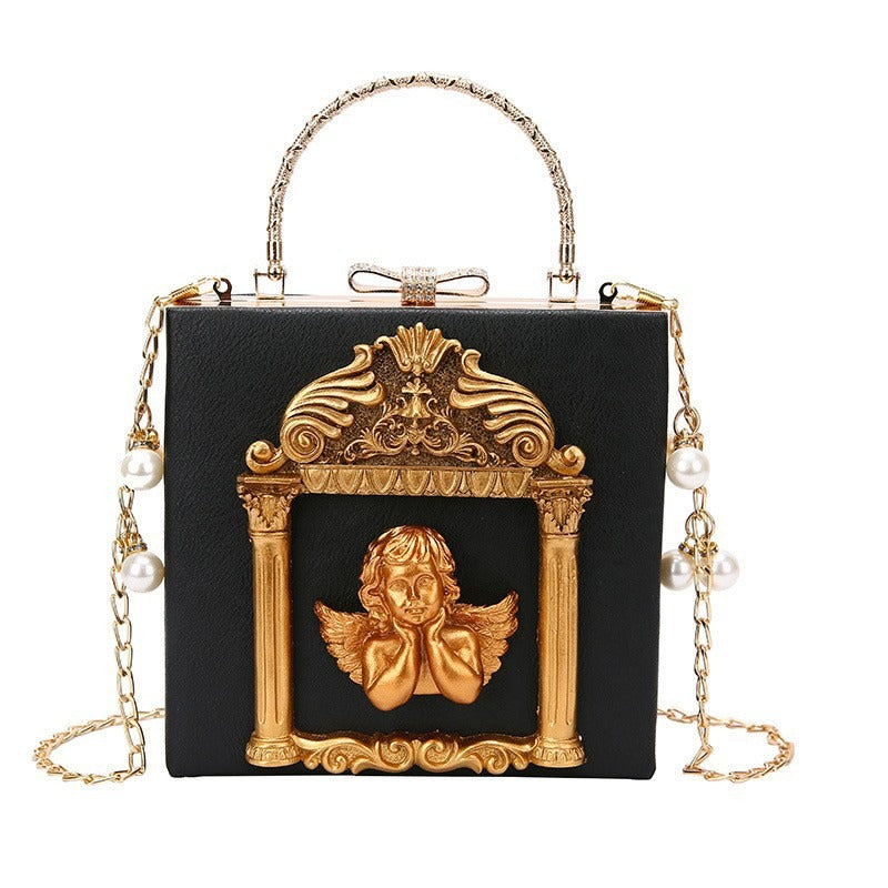 Borsa a mano con catena e fiore in stile retrò chic | ULZZANG BELLA