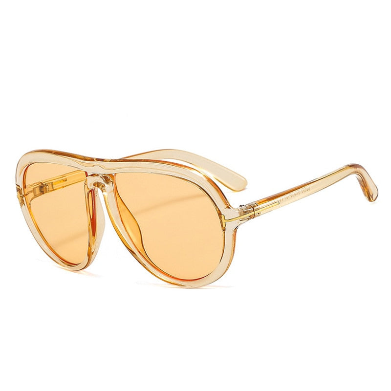 Retro Chic Gradient Oversized Pilot Sunglasses with UV400 Shades