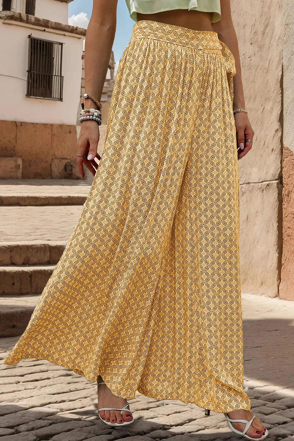 Sophisticated Tied Wide Leg Pants in Sheer Elegance | ULZZANG BELLA