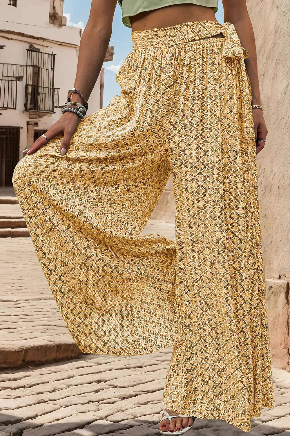 Sophisticated Tied Wide Leg Pants in Sheer Elegance | ULZZANG BELLA