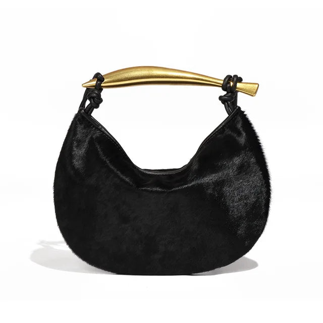 Exquisite Genuine Horsehide Shoulder Bag with Detachable Strap | ULZZANG BELLA