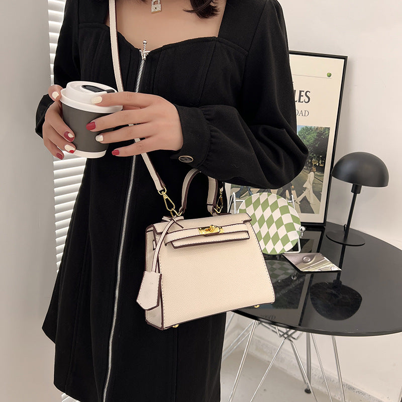 Elegantly Chic PU Kelly Bag with Lock Closure | ULZZANG BELLA