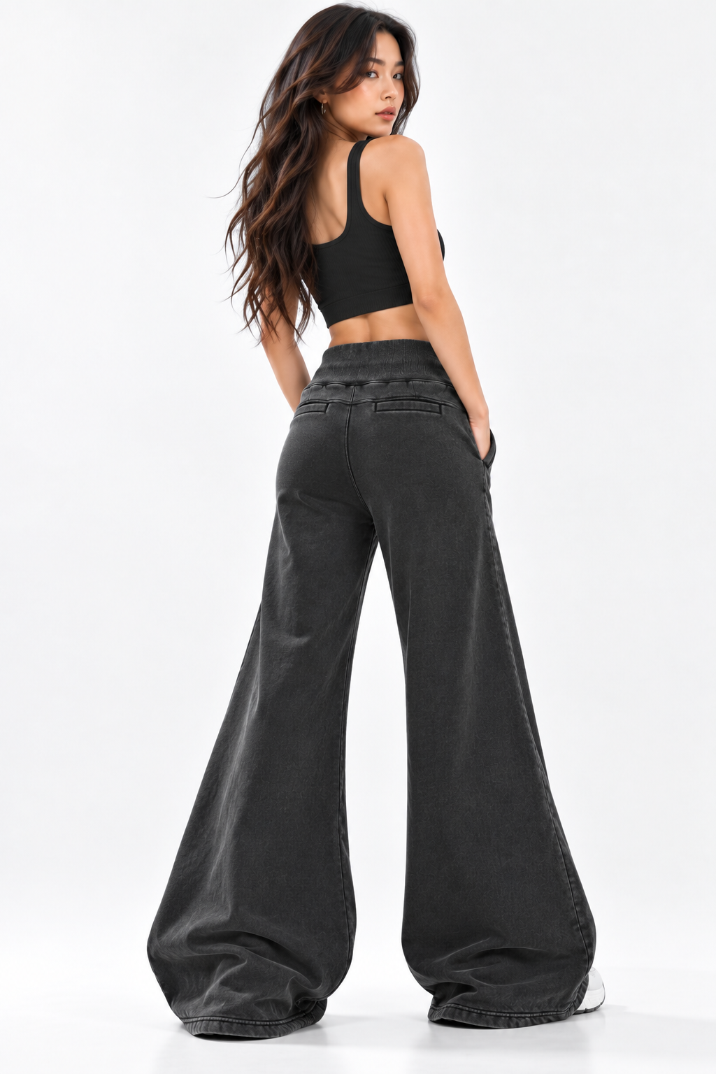 Vintage Wash Flared Fleece Workout Pants | ULZZANG BELLA