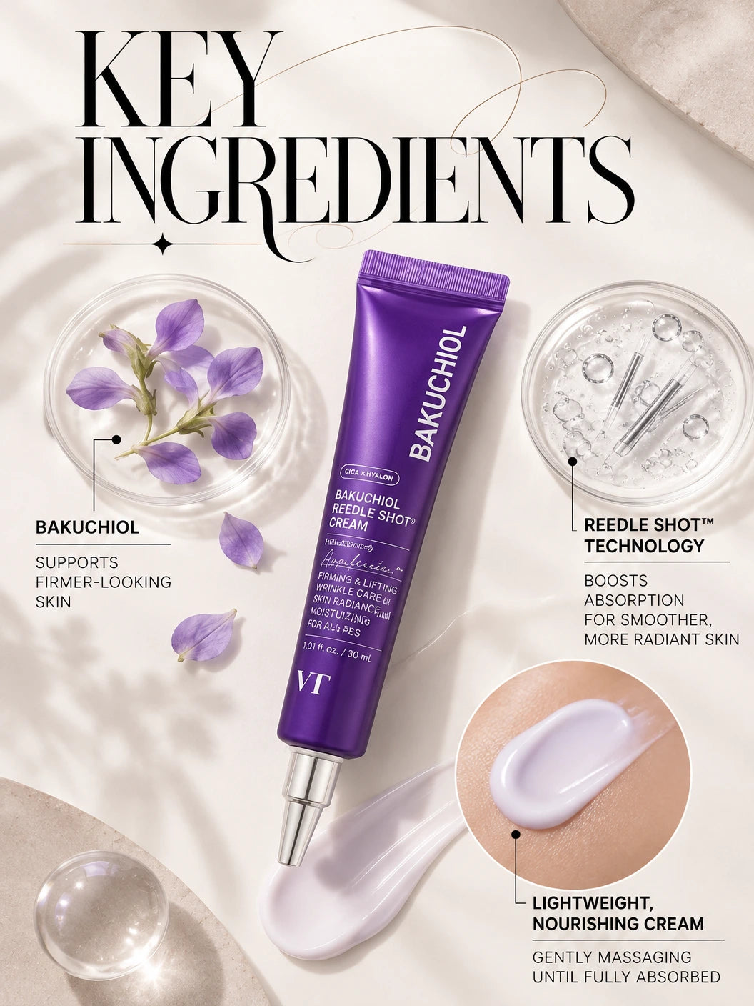 Bakuchiol Reedle Shot Cream 30ml | VT Cosmetics | VT Cosmetics Bakuchiol Cream - Artisanal Anti-Aging Luxury