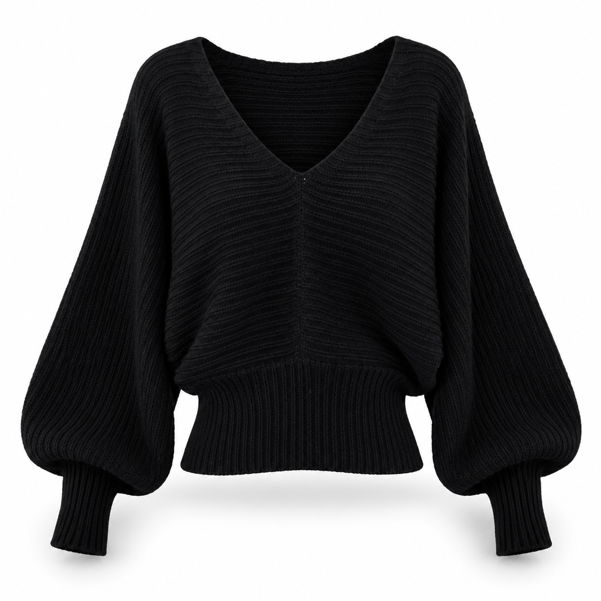 Sweetheart V-Neck Ribbed Knit Sweater | ULZZANG BELLA