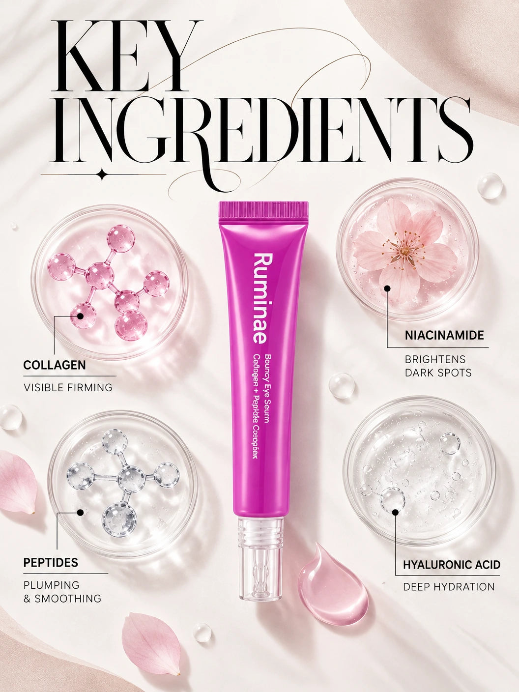 Bouncy Eye Serum 30ml | Ruminae | Ruminae Luxury Bouncy Collagen Peptide Eye Serum 30ml