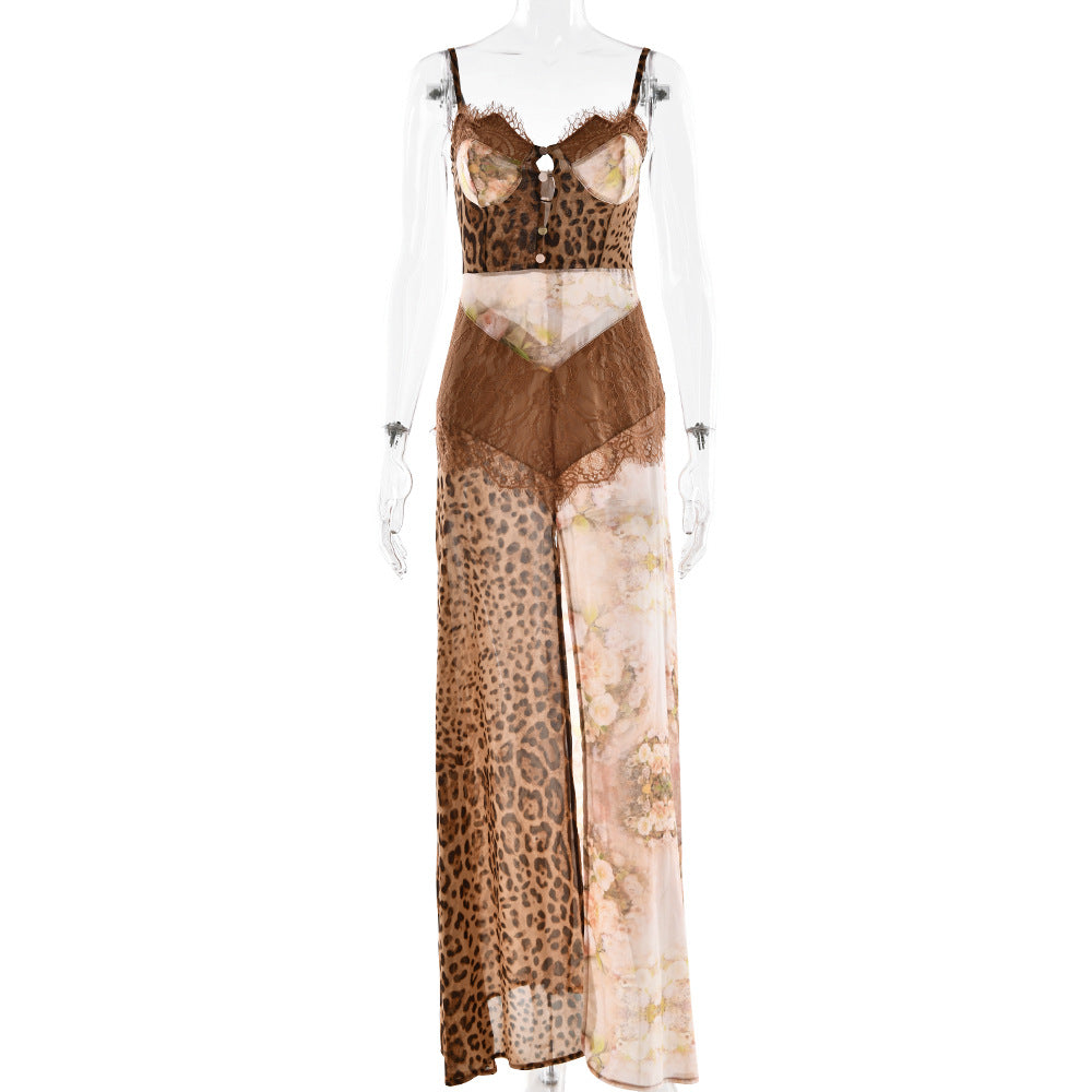 Elegant Strapless Chiffon Maxi Dress with Forked Hemline | ULZZANG BELLA