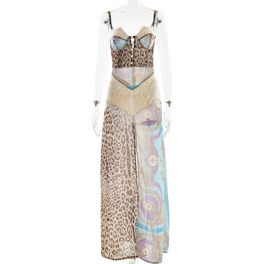 Elegant Strapless Chiffon Maxi Dress with Forked Hemline | ULZZANG BELLA