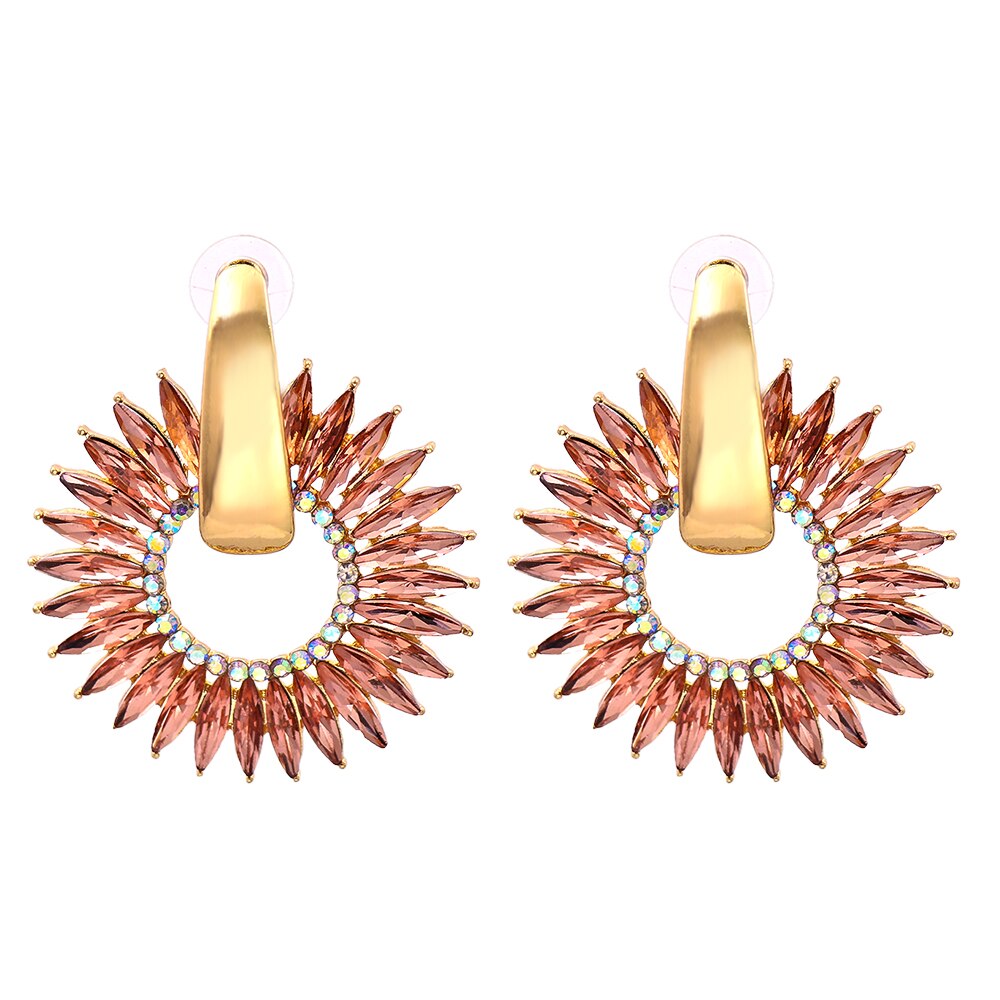 Exquisite Bohemian Crystal Hoop Earrings with Gemstone Elegance | ULZZANG BELLA