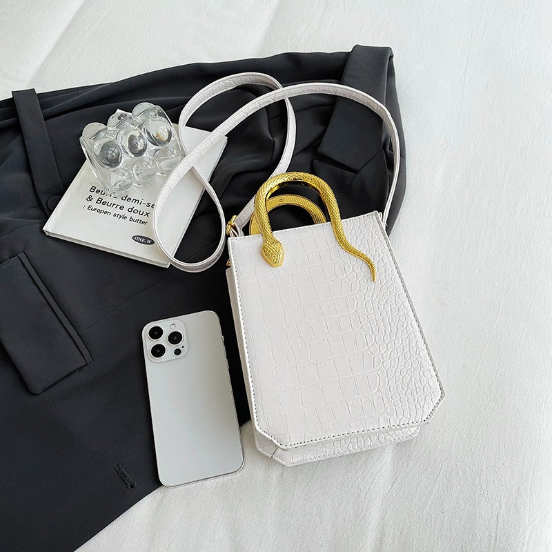Borsa tote a tracolla con motivo pietra in elegante PU | ULZZANG BELLA