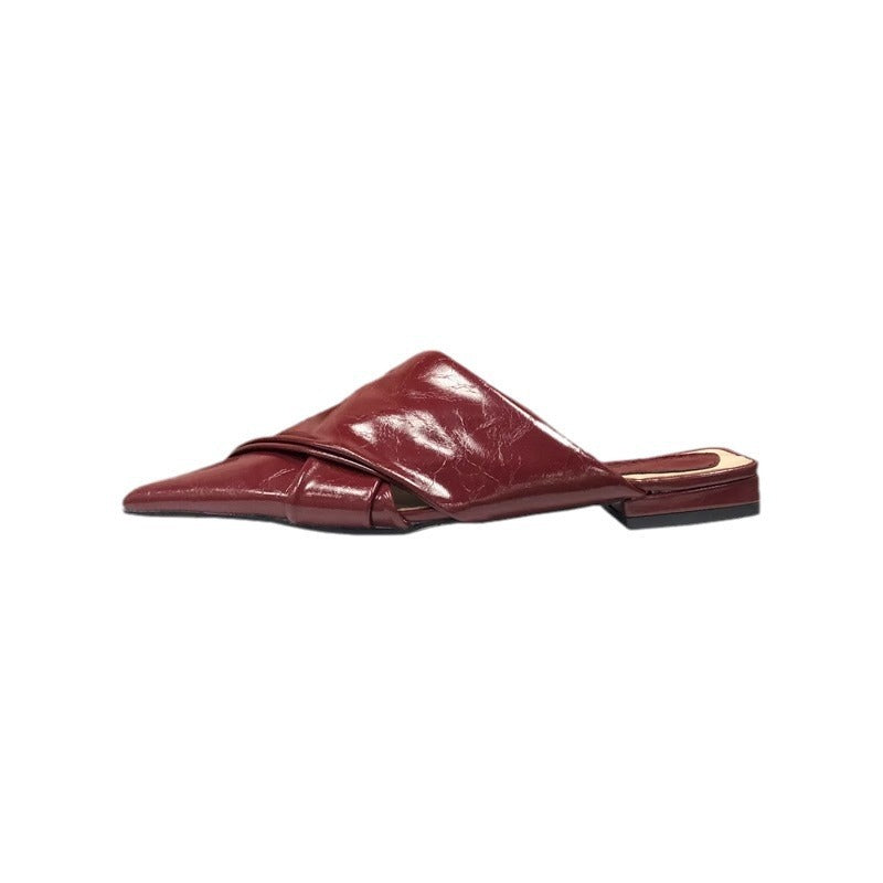 Elegant Cross-Pointed Flat Slippers with Toe Wrap | ULZZANG BELLA