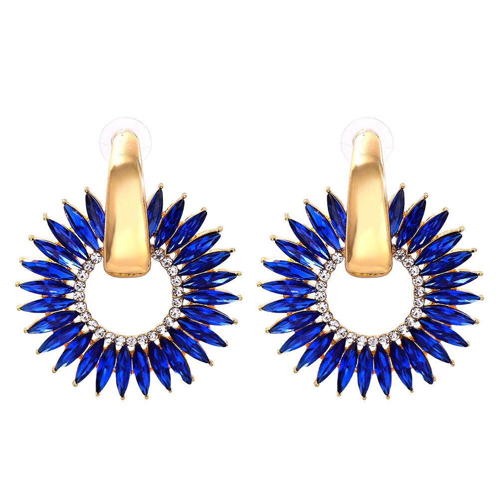 Exquisite Bohemian Crystal Hoop Earrings with Gemstone Elegance | ULZZANG BELLA