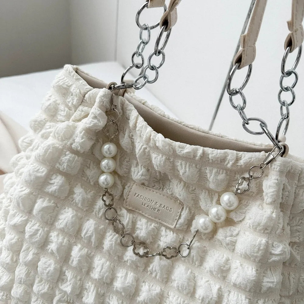 Chic Bubble Textured Tote Bag for the Modern Muse | ULZZANG BELLA