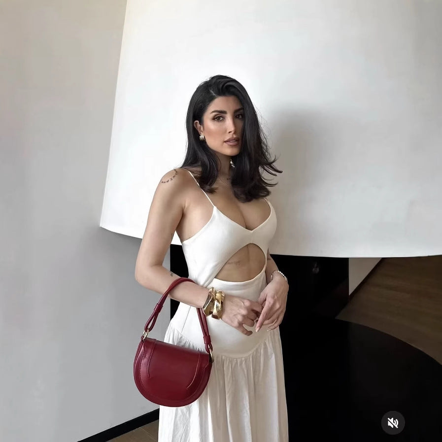 Exquisite V-Neck Strapless Long Dress in Timeless White | ULZZANG BELLA
