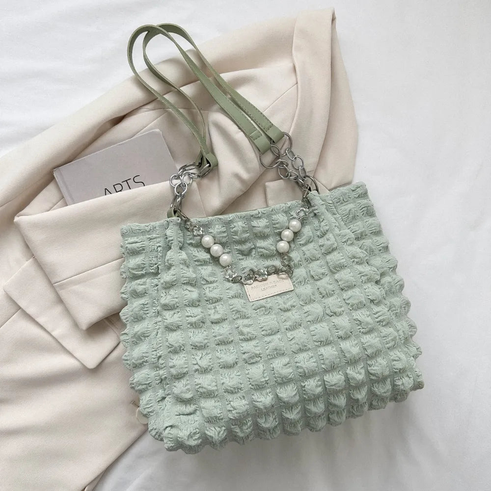 Borsa tote chic con texture a bolle per la musa moderna | ULZZANG BELLA