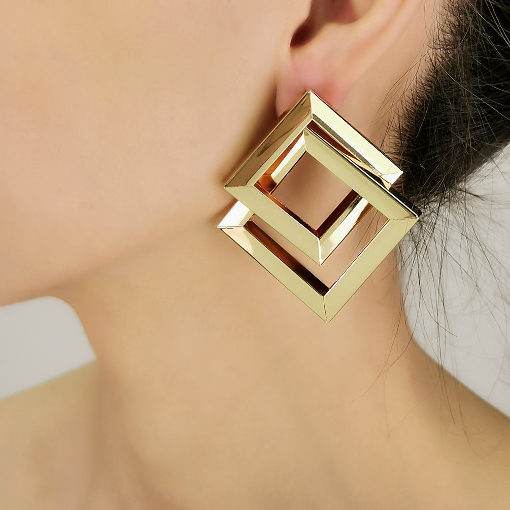 Trendy Geometric Punk Earrings in Air Alloy Texture | ULZZANG BELLA