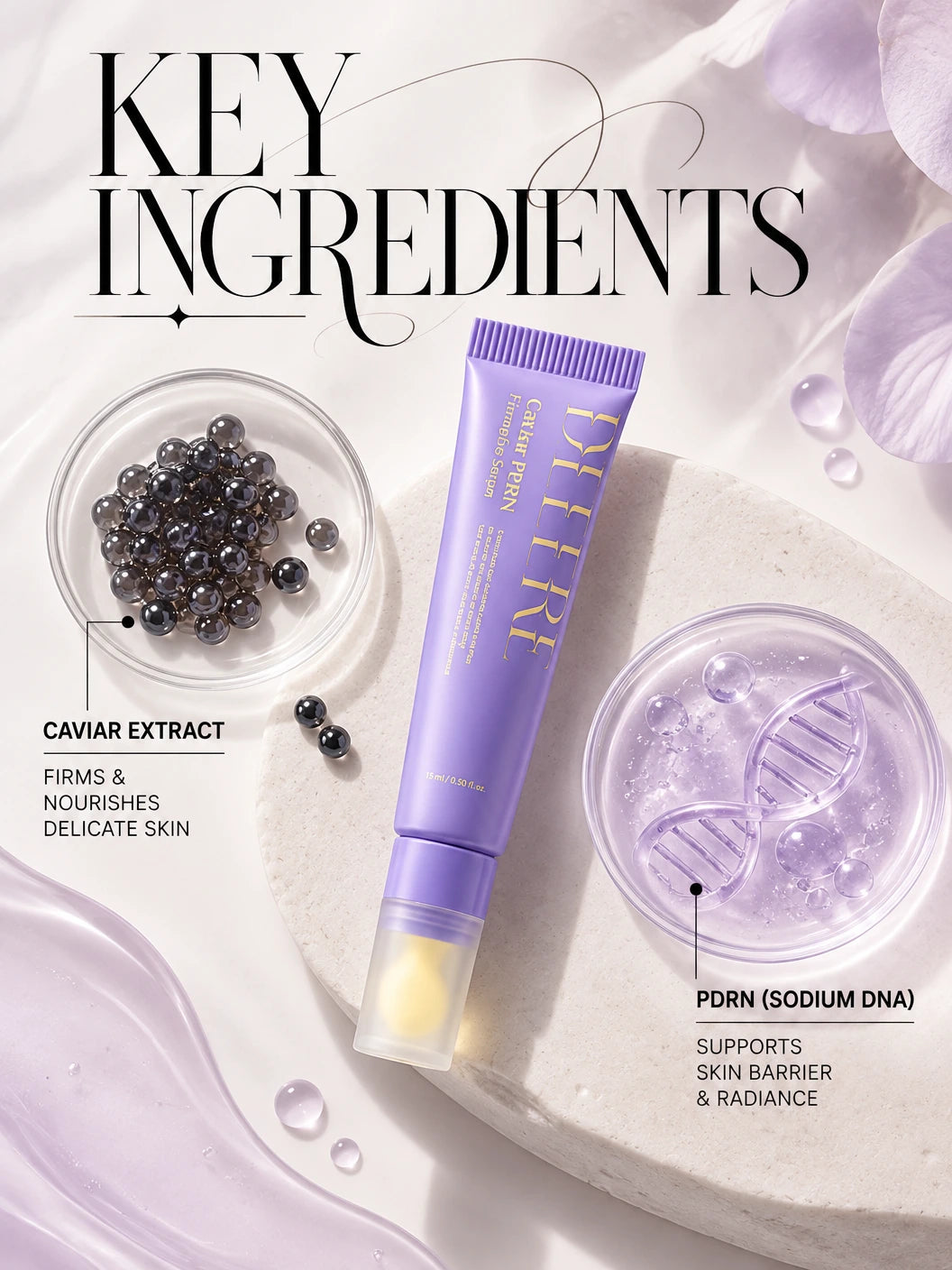 Caviar PDRN Firming Eye Serum 15ml | DELERE | DELERE Caviar PDRN Eye Serum – Firming Eye Care