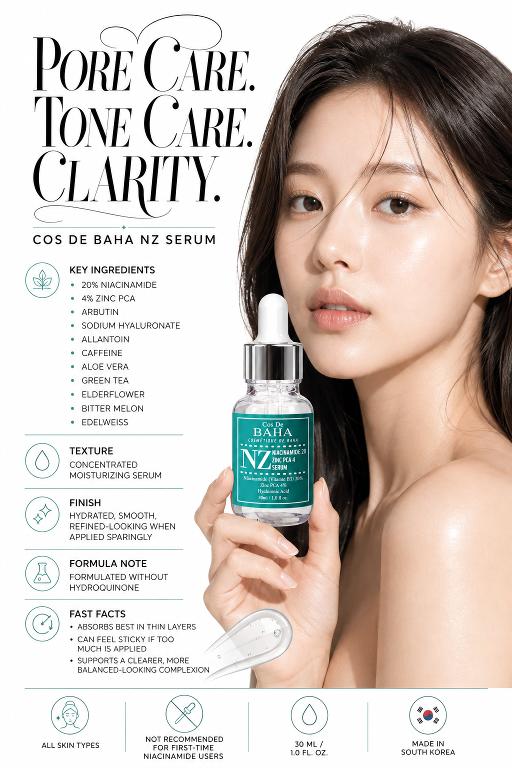 NZ Niacinamide 20% Zinc PCA 4% Serum 30ml | COS DE BAHA
