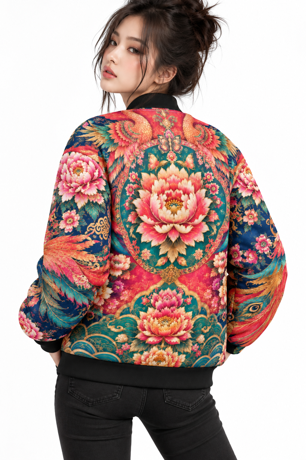 ULZZANG BELLA Royal Peony Bomber Jacket | Opulent Korean Fashion