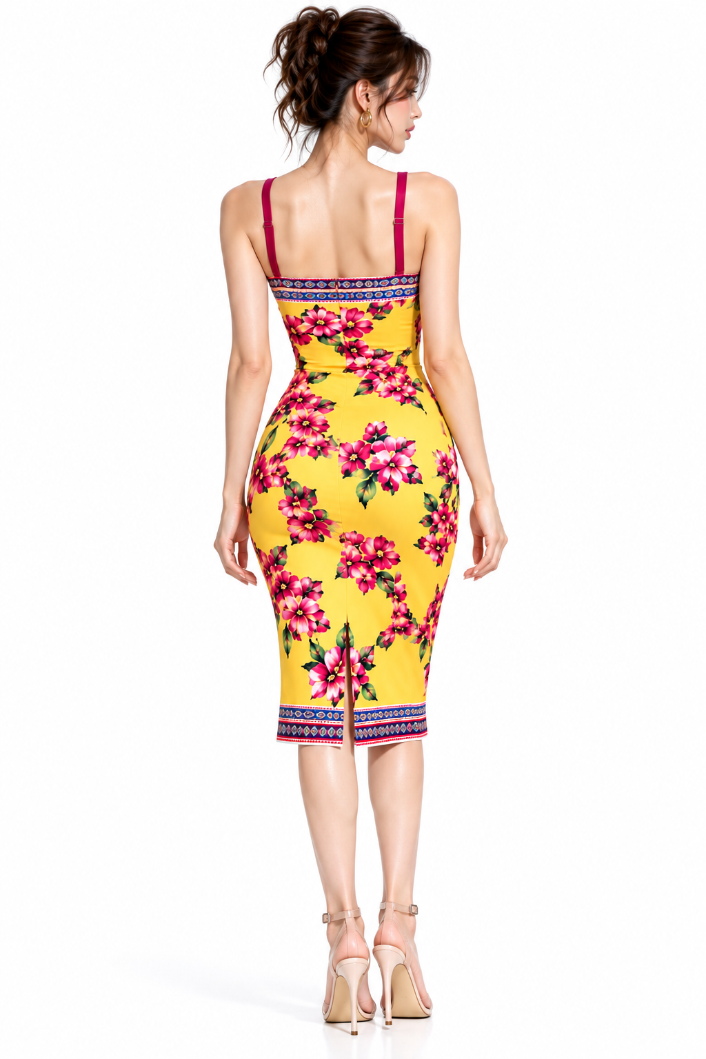 Soleil Bougainvillea Floral Midi Dress | ULZZANG BELLA