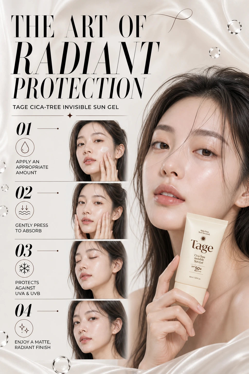 Cica-Tree Invisible Sun Gel 50ml | Tage | Tage Cica-Tree Invisible Sun Gel – Artisanal Luxury Sunscreen