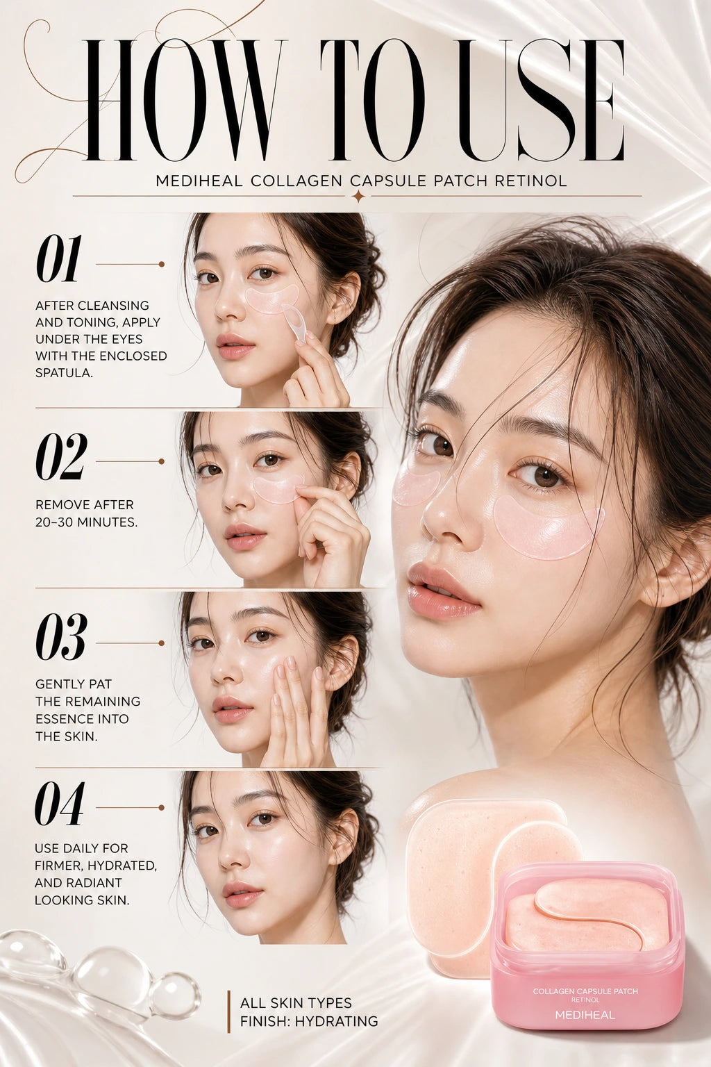 Collagen Capsule Patch Retinol 60PC | MEDIHEAL | MEDIHEAL Collagen Capsule Patch - Artisanal Eye Treatment