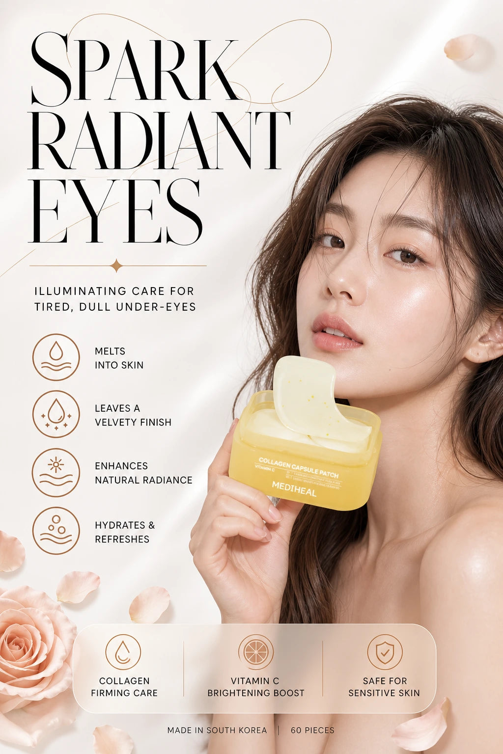 Collagen Capsule Patch Vitamin C 60PC | MEDIHEAL | MEDIHEAL Collagen Capsule Patch - Artisanal Under-Eye Luxury
