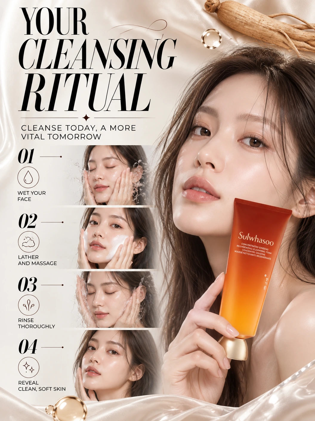Concentrated Ginseng Rejuvenating Cleansing Foam 150g | Sulwhasoo | Sulwhasoo Ginseng Cleansing Foam – Hydrating Face Wash