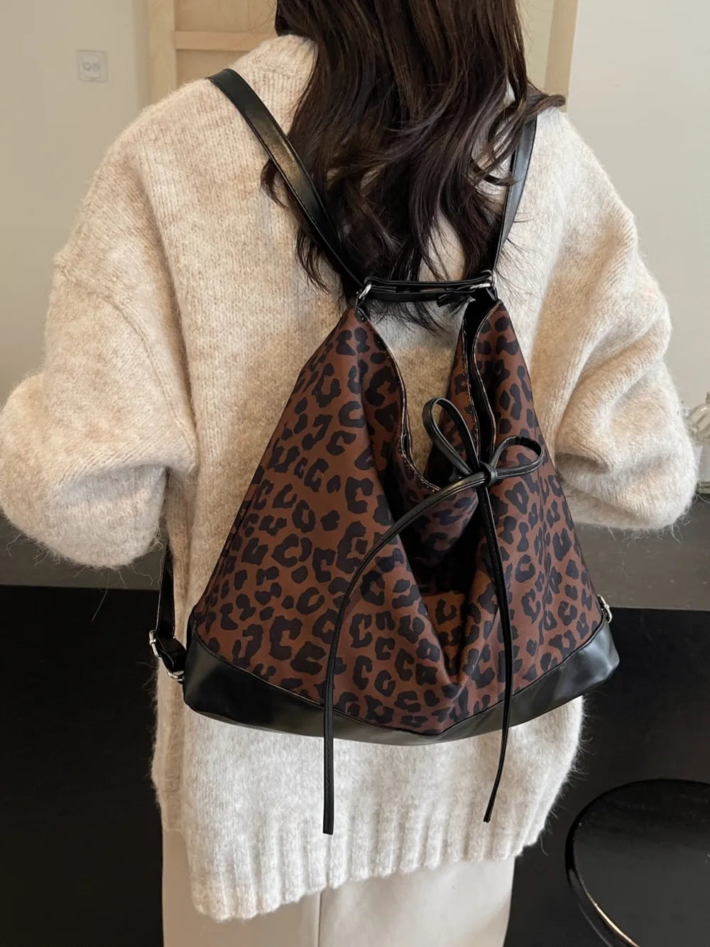 Mocha Leopard Luxe Dual Purpose Crossbody Bag | ULZZANG BELLA