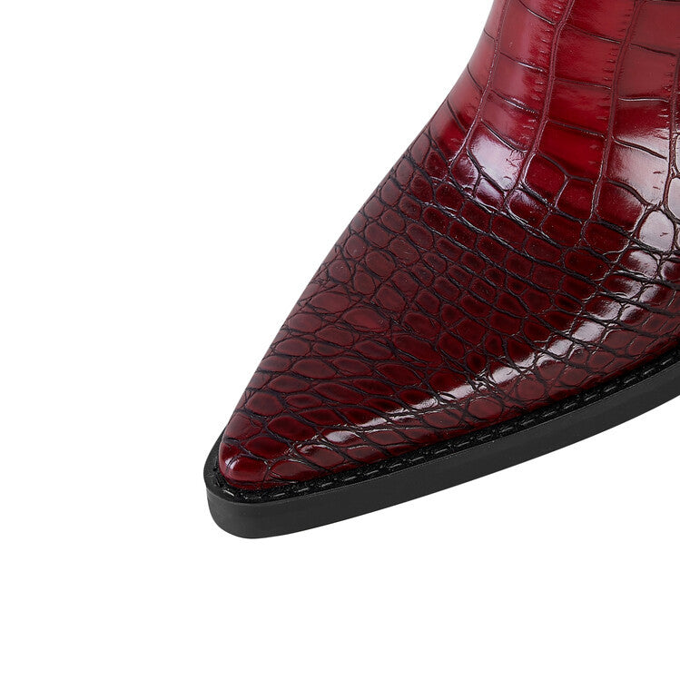 Pump Heel Pointed Toe Plaid Long Boots | ULZZANG BELLA