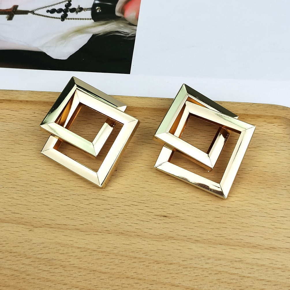 Trendy Geometric Punk Earrings in Air Alloy Texture | ULZZANG BELLA