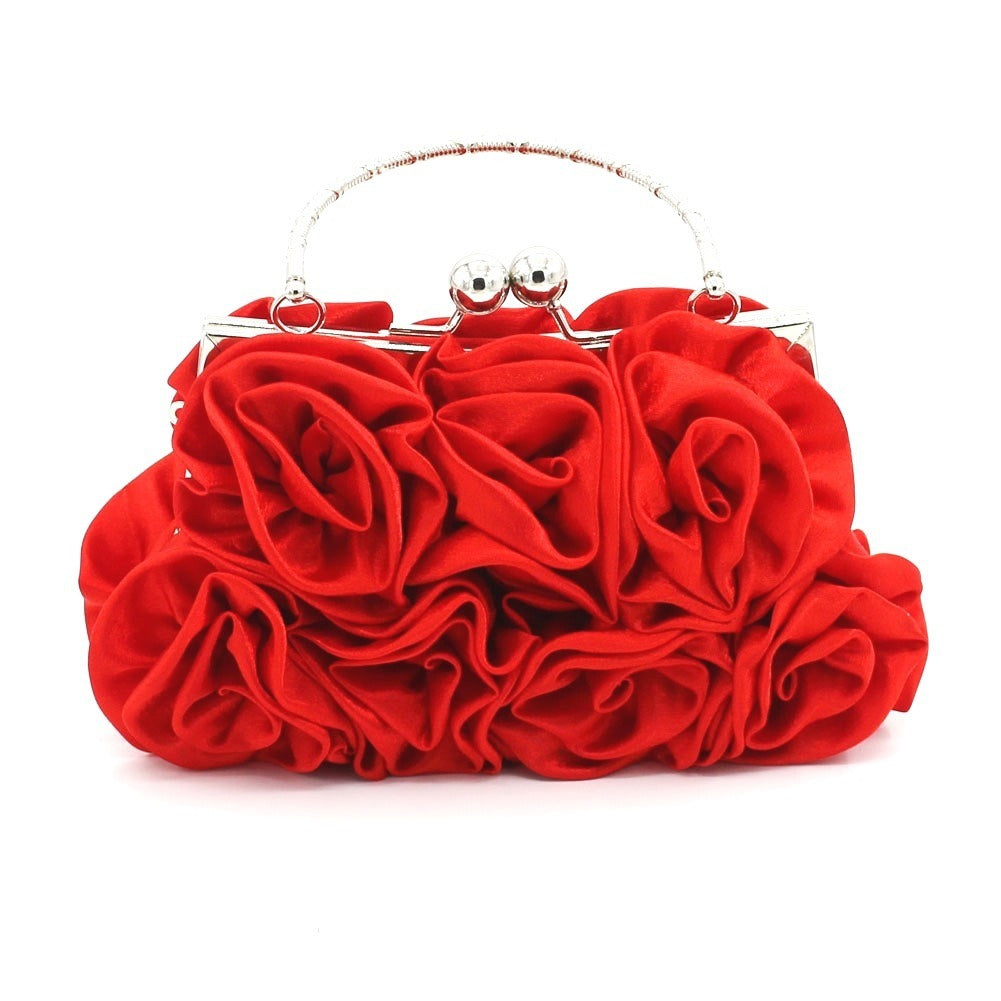 Elegant Silk Rose Banquet Dress & Bride Bag Set | ULZZANG BELLA