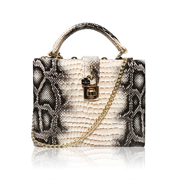 Borsa a mano con stampa serpente e chiusura a serpente | ULZZANG BELLA