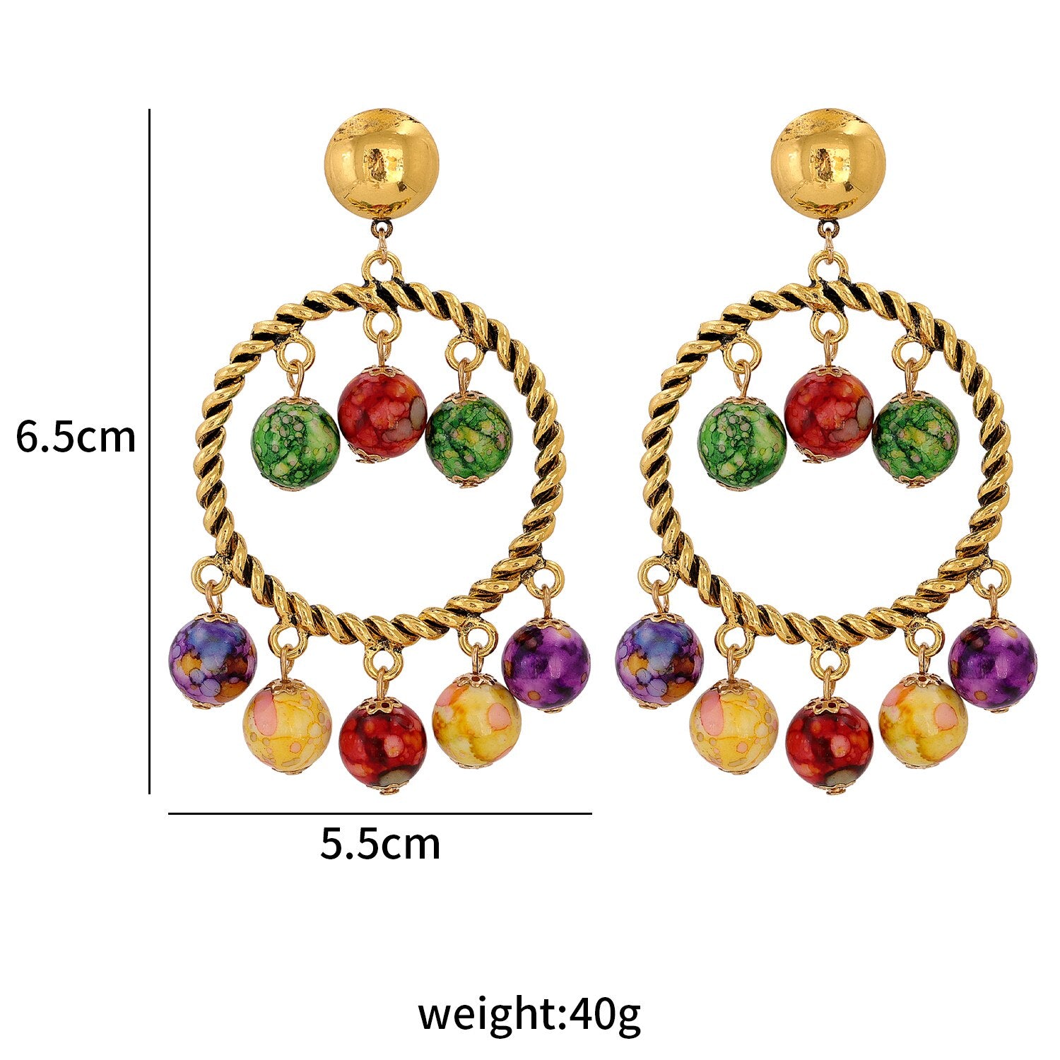 Exquisite Handmade Geometric Beaded Ball Drop Earrings | ULZZANG BELLA