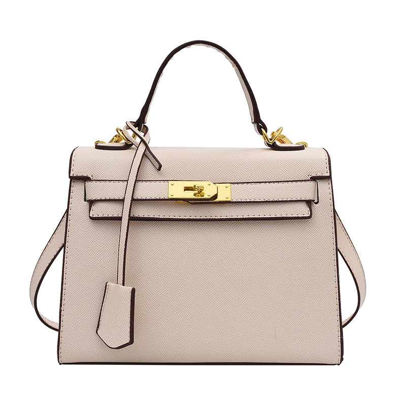 Elegantly Chic PU Kelly Bag with Lock Closure | ULZZANG BELLA