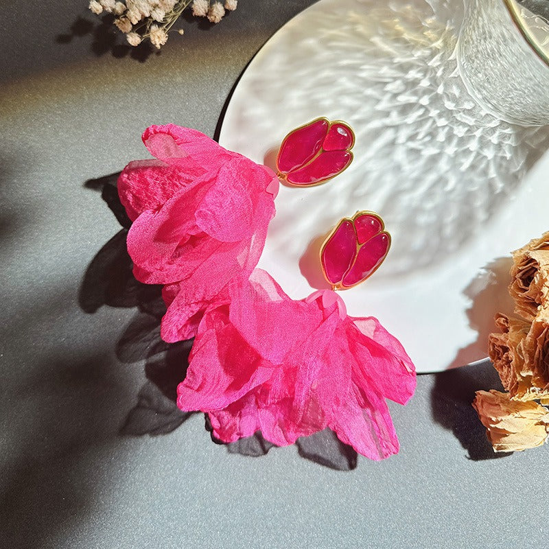 Captivating Bohemian Floral Earrings with Matte Gold Plating | ULZZANG BELLA