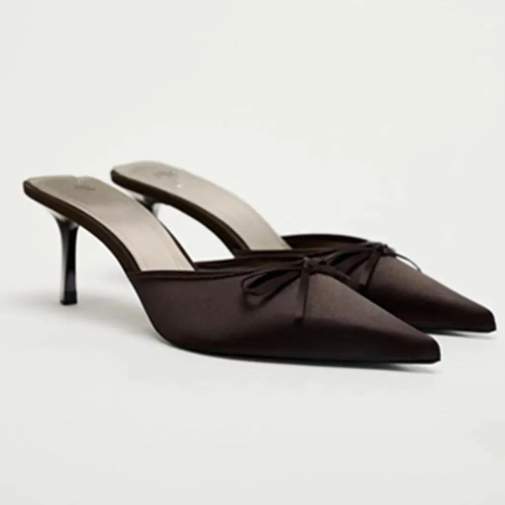 Elegant Satin Pointed Toe Kitten Heel Pumps | ULZZANG BELLA