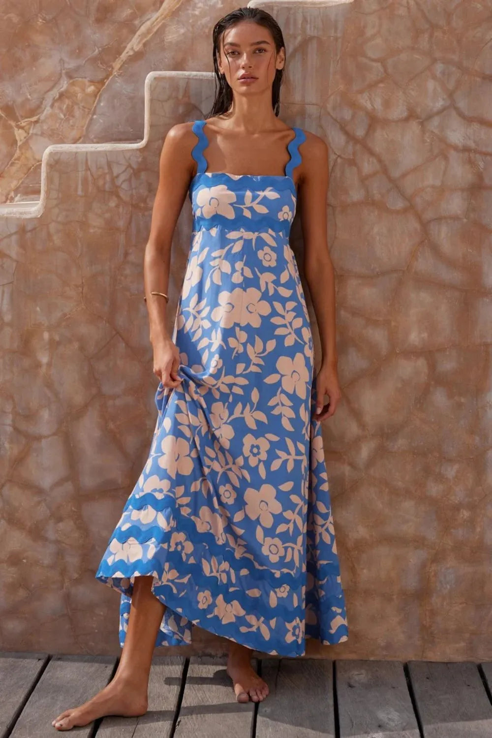 Elegant Square Neck Wide Strap Dress | ULZZANG BELLA