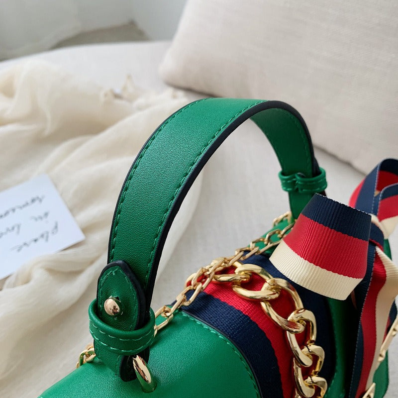 Chic Korean-Style Crossbody Chain Bag with Trendy Scarves | ULZZANG BELLA