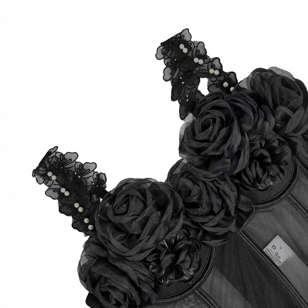Vintage 3D Pearl Flower Strapless Bustier Blouse | ULZZANG BELLA