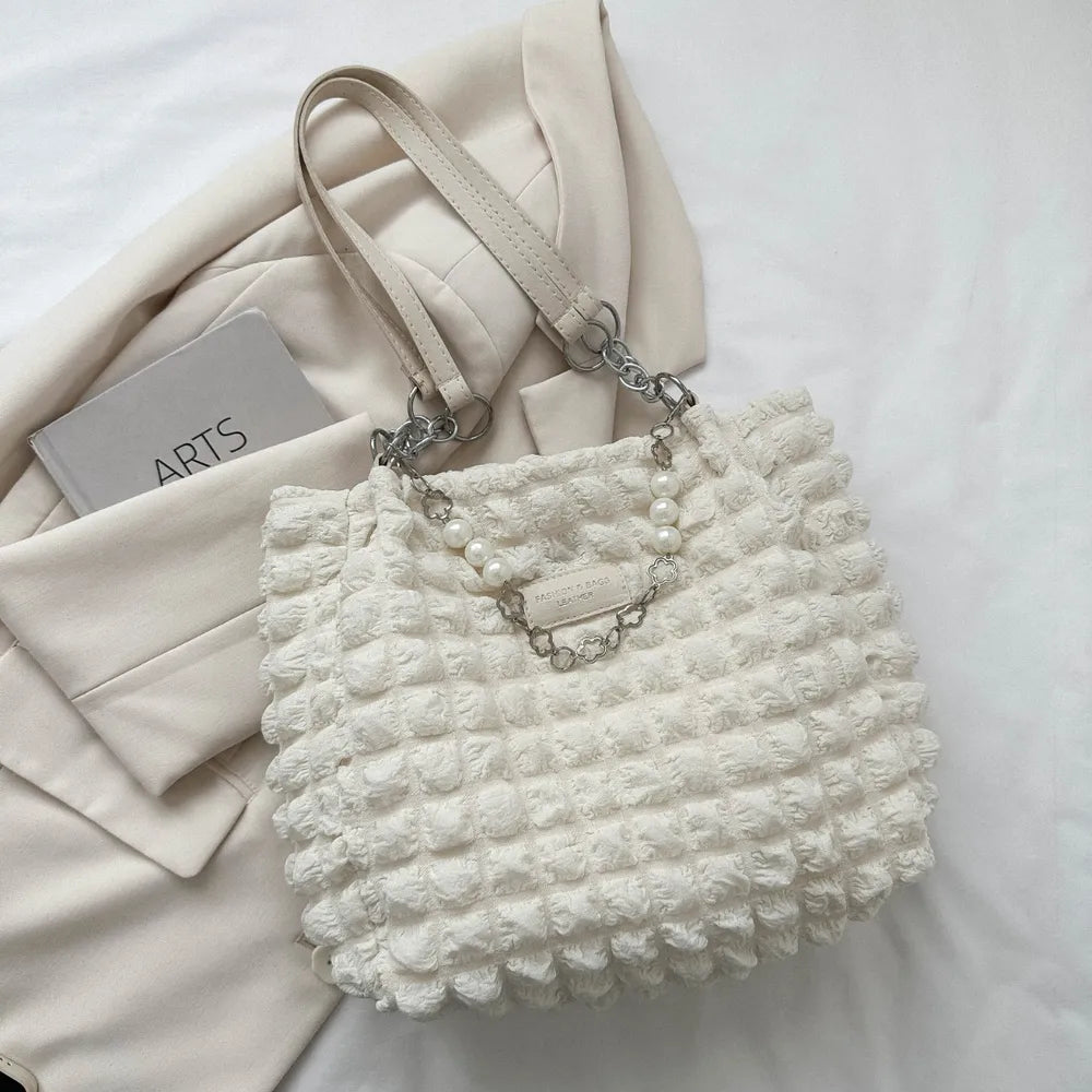 Chic Bubble Textured Tote Bag for the Modern Muse | ULZZANG BELLA