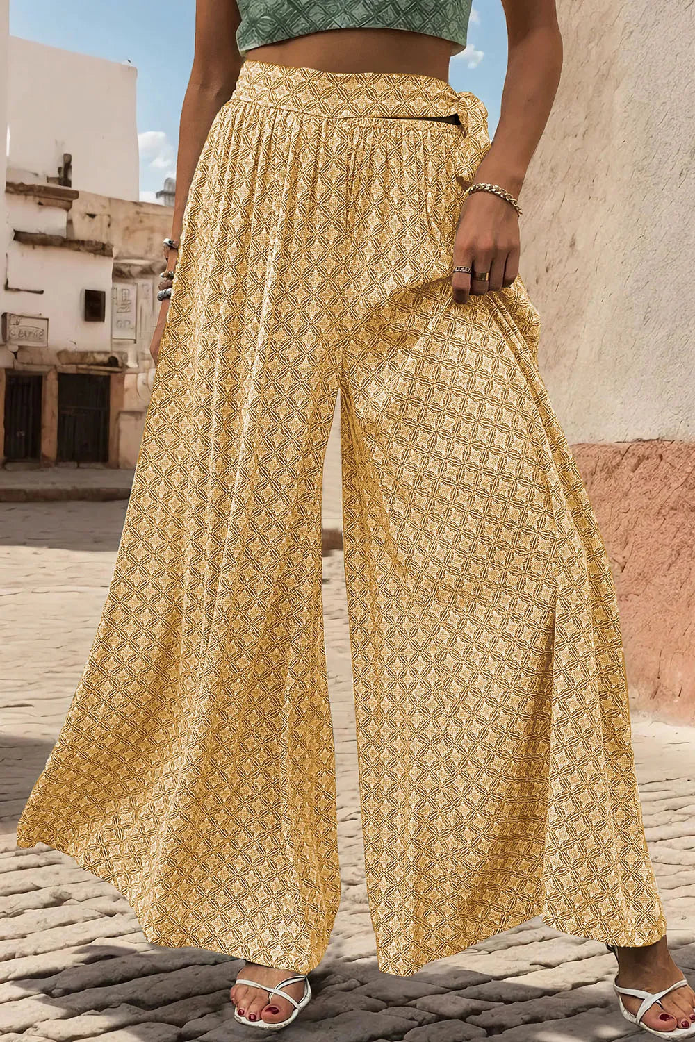 Sophisticated Tied Wide Leg Pants in Sheer Elegance | ULZZANG BELLA