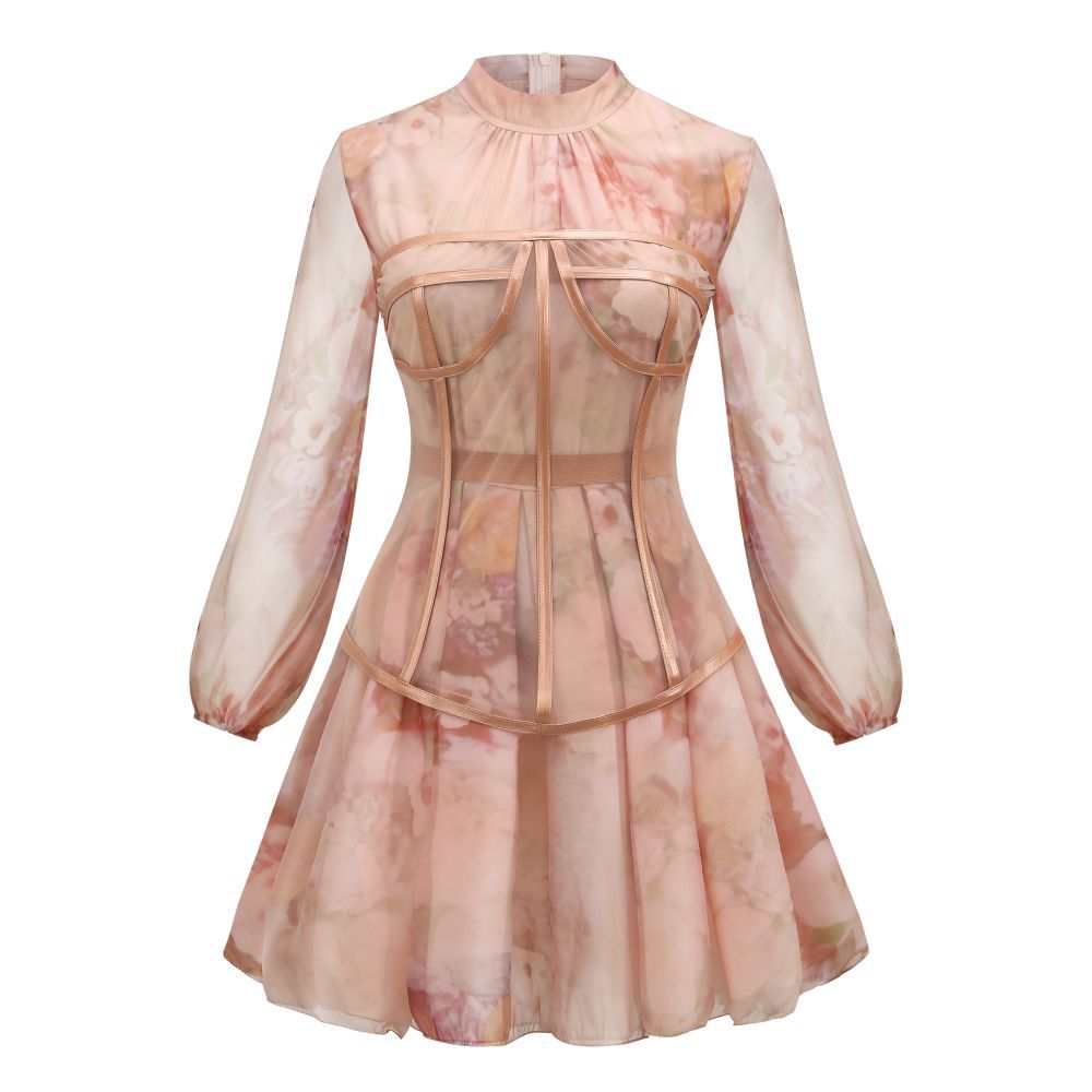 Exquisite European Pink Chiffon Two-Piece Set for Women | ULZZANG BELLA