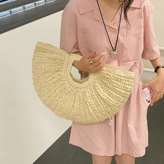 Sumptuous Summer Grass Woven Bag for Women – Spacious Beach Handbag | ULZZANG BELLA