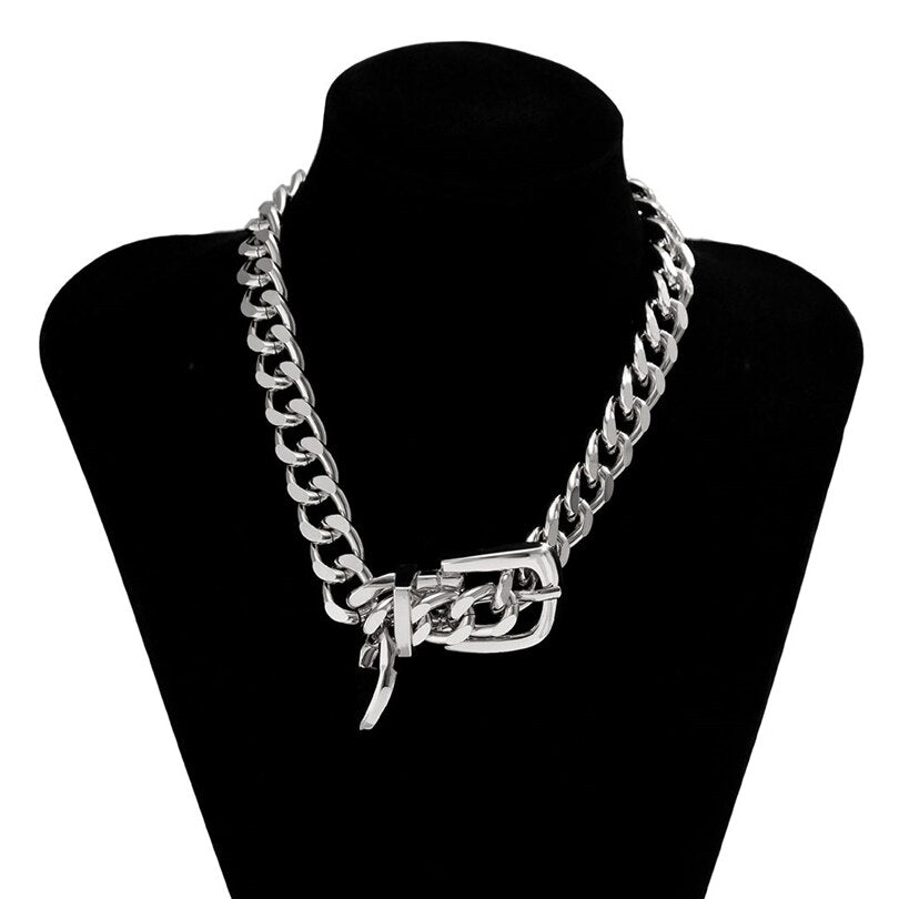 Exquisite Ingemark Heavy Metal Choker Necklace for Women - Bold Punk Grunge Chain Jewelry | ULZZANG BELLA